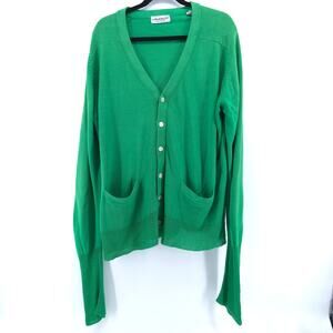 LaMode Du Golf Active Sportswear Vintage Kelly Green VNeck Sweater Cardi PocketL